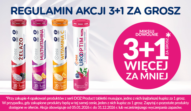 Regulamin akcji 3+1 ZA&nbsp;GROSZ na&nbsp;tabletki musujące z&nbsp;serii DOZ Product