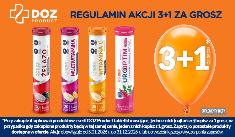 Regulamin akcji 3+1 za&nbsp;grosz na&nbsp;tabletki musujące z&nbsp;serii DOZ Product