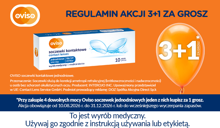 Regulamin akcji 3+1: Oviso soczewki jednodniowe